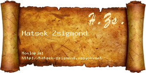 Hatsek Zsigmond névjegykártya